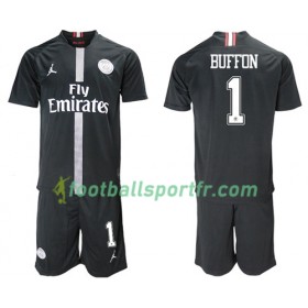 Tenue Paris Saint Germain Buffon 1 Jordan Noir Enfant Troisieme 2018-2019 Maillot de Foot